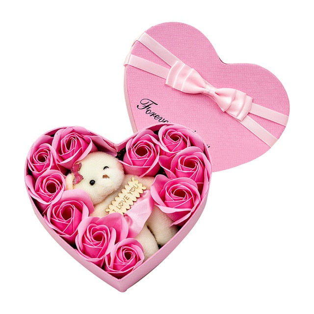 10 Heart-shape Flower Gift Box Valentines Day Rose Petals Birthday Wedding Gift For Girlfriend, heart shape flower gift box, heart shaped box with roses, roses heart shape, flower shaped box