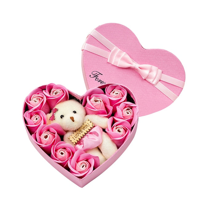 10 Heart-shape Flower Gift Box Valentines Day Rose Petals Birthday Wedding Gift For Girlfriend, heart shape flower gift box, heart shaped box with roses, roses heart shape, flower shaped box