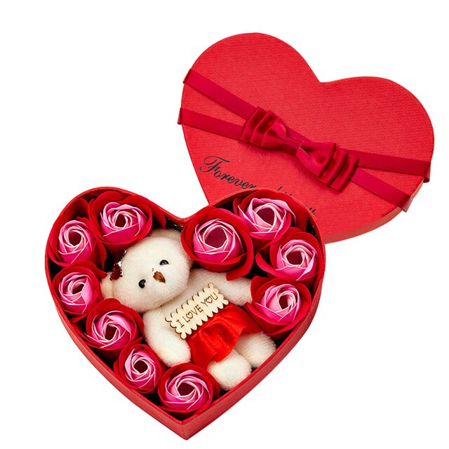 10 Heart-shape Flower Gift Box Valentines Day Rose Petals  Birthday Wedding Gift For Girlfriend, heart shape flower gift box, heart shaped box with roses, roses heart shape, flower shaped box