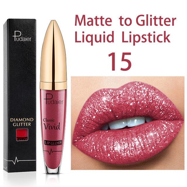 18 Colors Long Lasting Matte Glitter Liquid Shiny Lip Gloss, glitter liquid lip gloss, nyx glitter gloss liquid lipstick, diamond lip gloss matte to glitter liquid lipstick waterproof, shining lip gloss, best shiny lip gloss