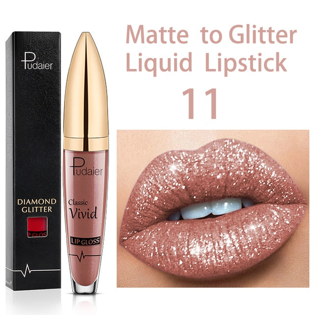 18 Colors Long Lasting Matte Glitter Liquid Shiny Lip Gloss, glitter liquid lip gloss, nyx glitter gloss liquid lipstick, diamond lip gloss matte to glitter liquid lipstick waterproof, shining lip gloss, best shiny lip gloss