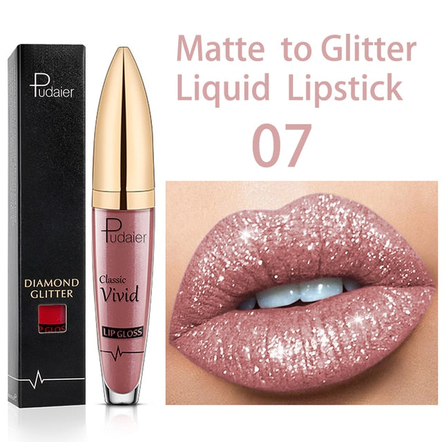 18 Colors Long Lasting Matte Glitter Liquid Shiny Lip Gloss, glitter liquid lip gloss, nyx glitter gloss liquid lipstick, diamond lip gloss matte to glitter liquid lipstick waterproof, shining lip gloss, best shiny lip gloss