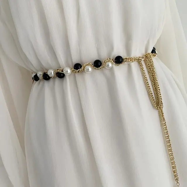 New Elegant Pearl Women Chain Belt