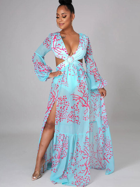 Women's Long Lantern Sleeve Dress