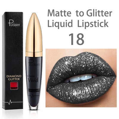 18 Colors Long Lasting Matte Glitter Liquid Shiny Lip Gloss, glitter liquid lip gloss, nyx glitter gloss liquid lipstick, diamond lip gloss matte to glitter liquid lipstick waterproof, shining lip gloss, best shiny lip gloss