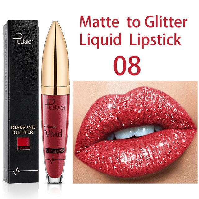 18 Colors Long Lasting Matte Glitter Liquid Shiny Lip Gloss, glitter liquid lip gloss, nyx glitter gloss liquid lipstick, diamond lip gloss matte to glitter liquid lipstick waterproof, shining lip gloss, best shiny lip gloss
