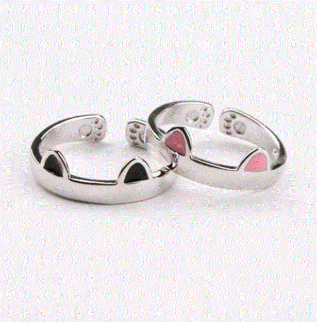 Black and White Cat Couple Rings