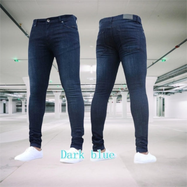 Mens Pants Retro Washing Zipper Stretch Jeans