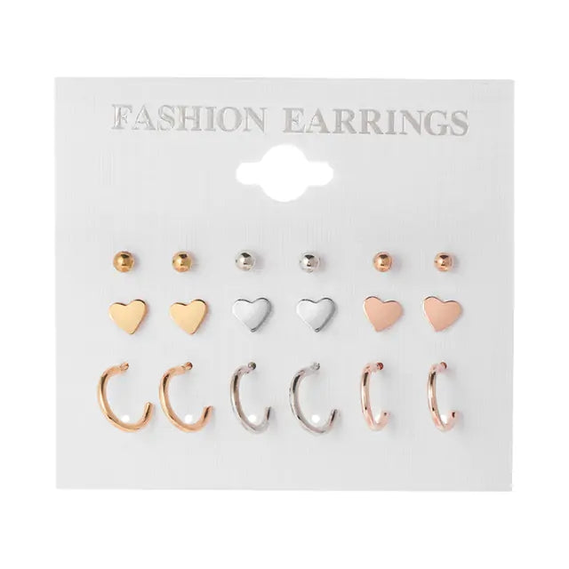 Gold Sequin Drop Earrings Set