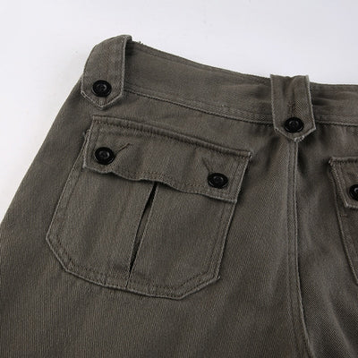 Button Low Waist Women's Denim Pants