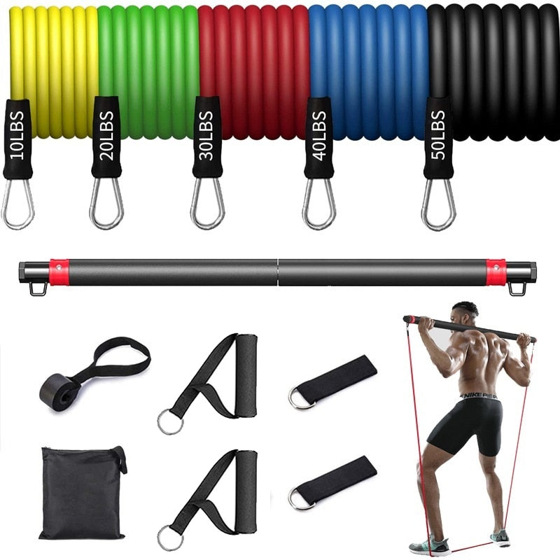 Fitness Resistance Rubber Band Yoga Elastic Band Upgrade Training Bar Set